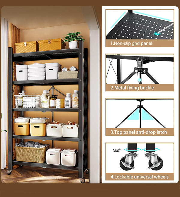 Joybos™ - Heavy Duty Foldable Metal Organizer Shelves with Wheels