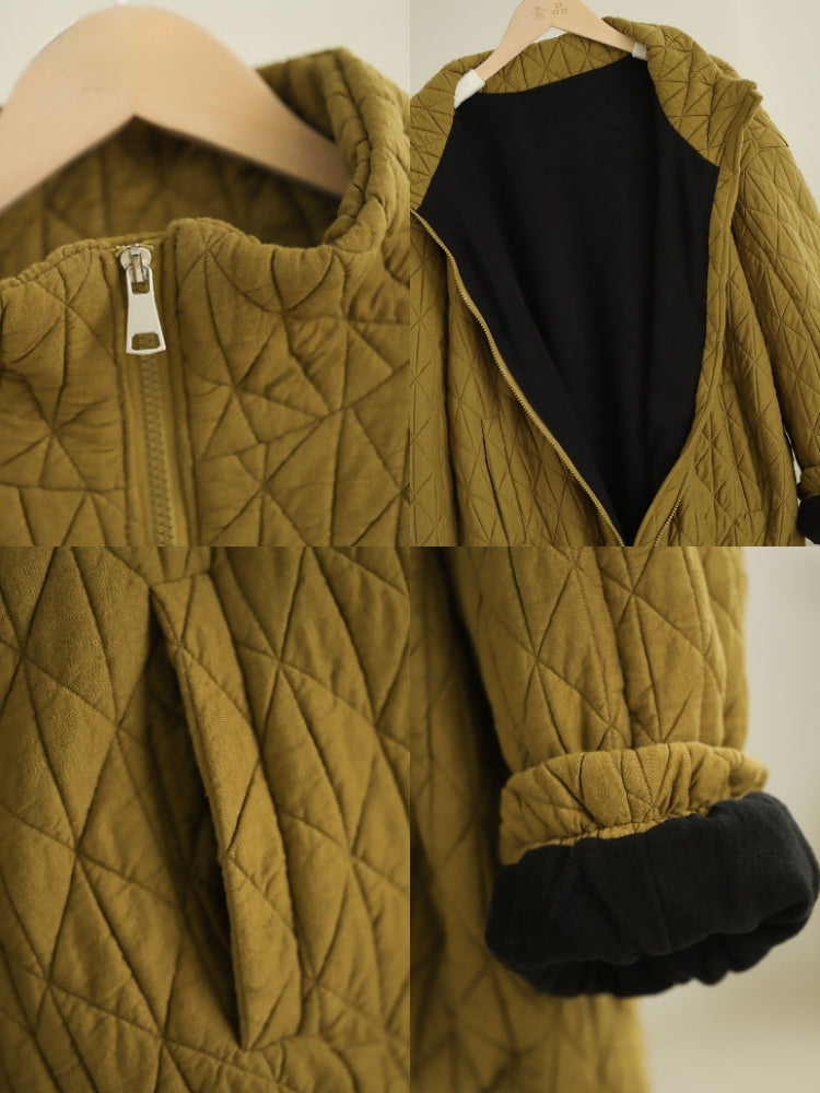 Textured Stand-Up Collar Jacket with Side Pockets