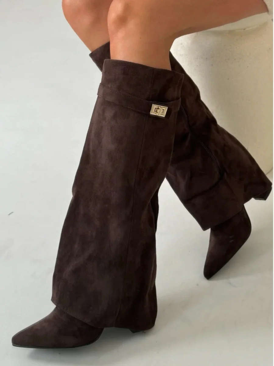 Chic Fold-Over Knee-High Boots for Women