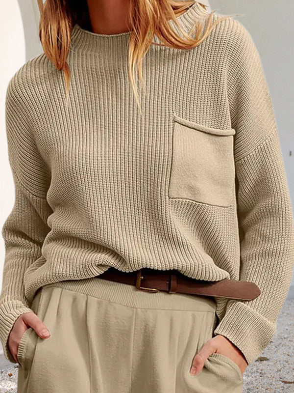Cozy Relaxed Knit Sweater with Pockets