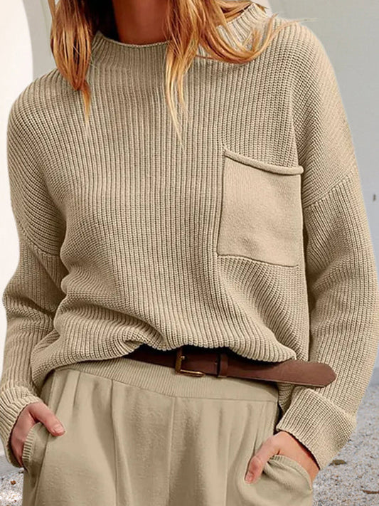 Cozy Relaxed Knit Sweater with Pockets