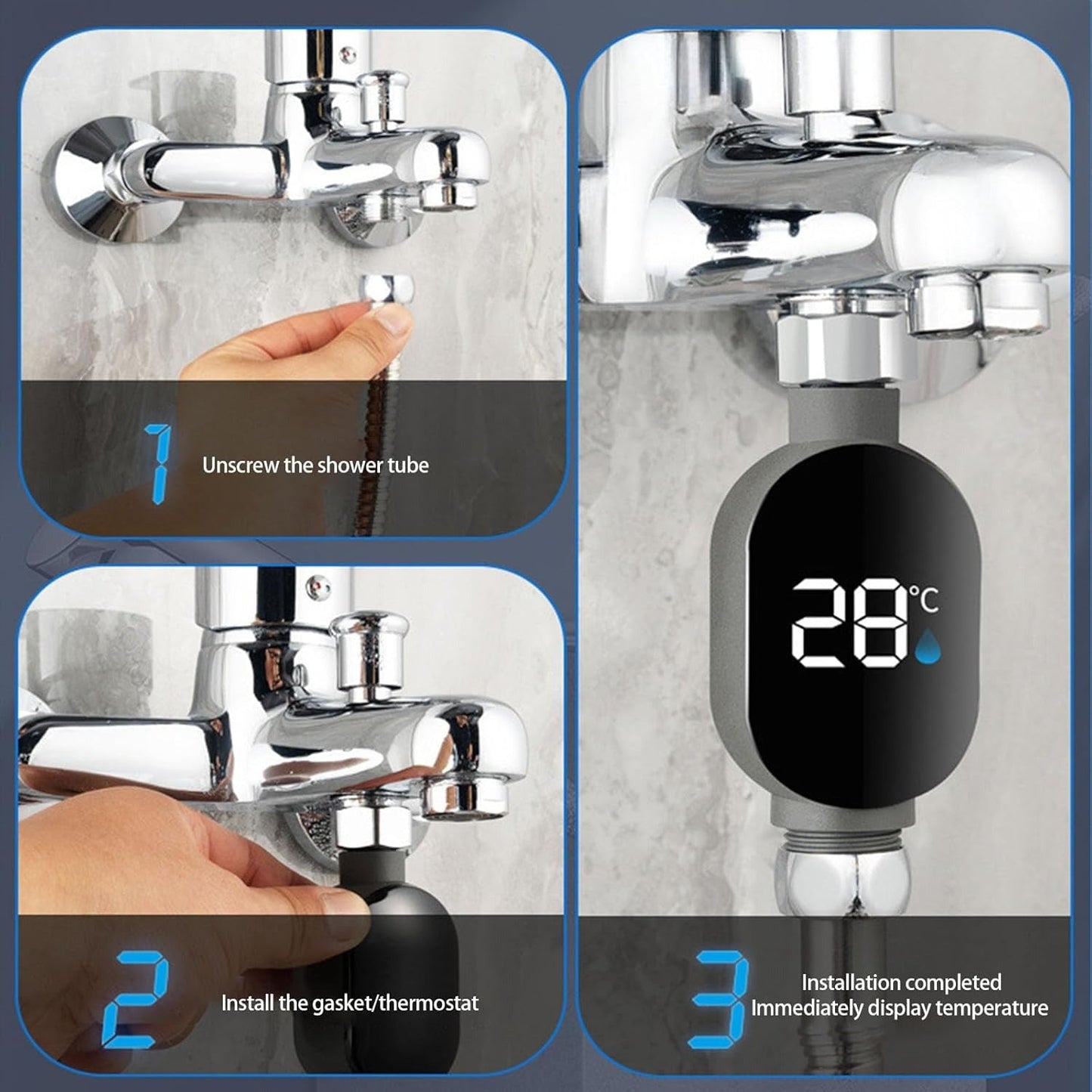 ThermaClear™ - Digital Shower Thermometer with LED Display