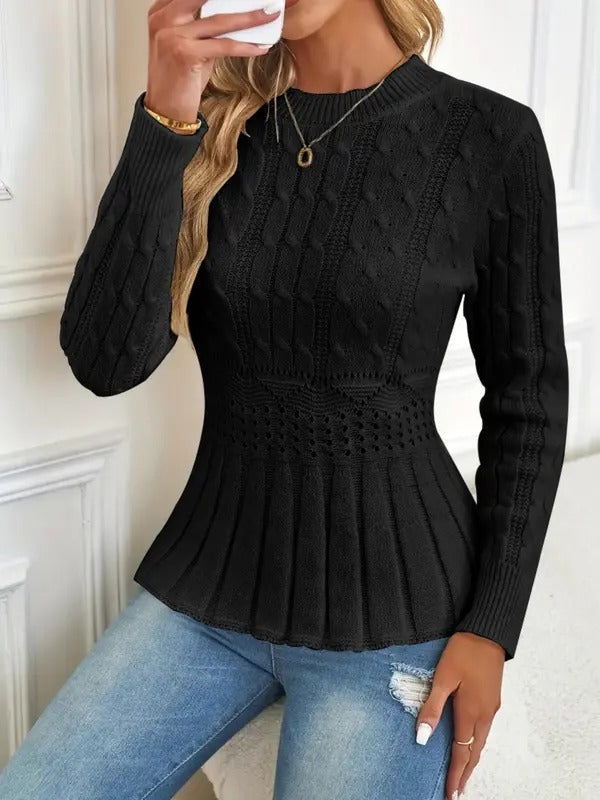 Cozy Chic Chunky Knit Crew Neck Sweater