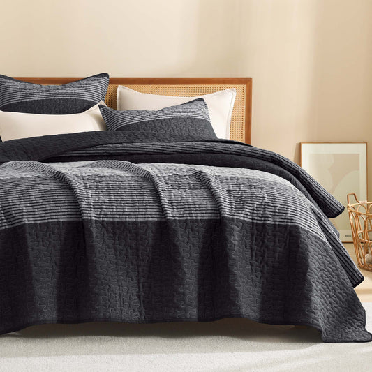 Striped Quilt Set with Cozy Cloudlike Comfort