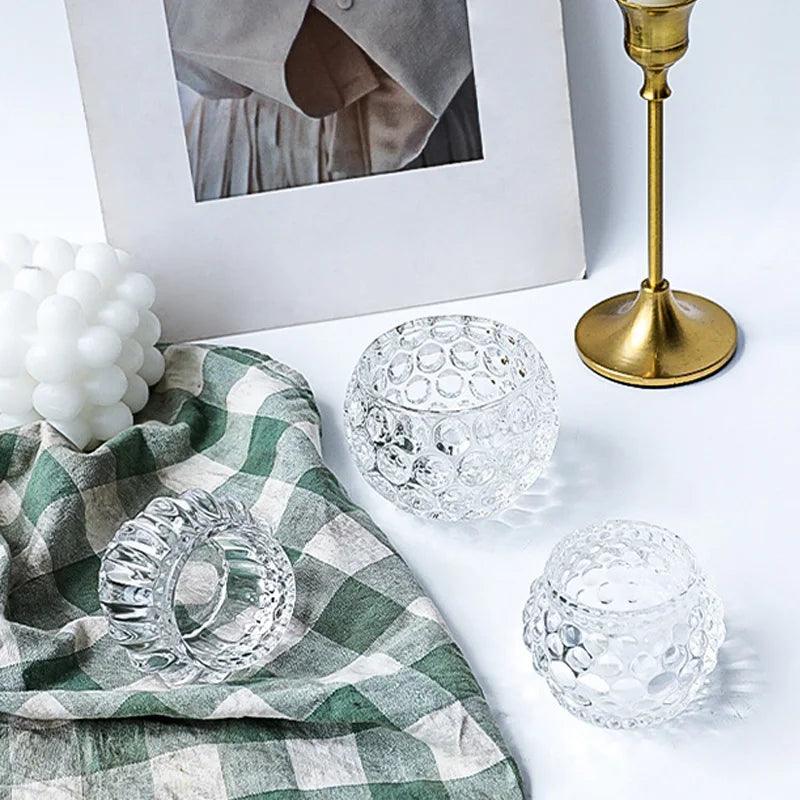 Elegant Wave Textured Glass Candle Holder
