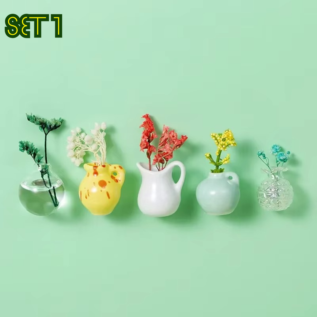 Set of 5 Mini Magnetic Flower Vases for Modern Home Decor