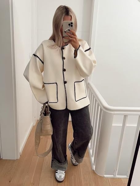 Edge Detail Jacket & Casual Pants Set
