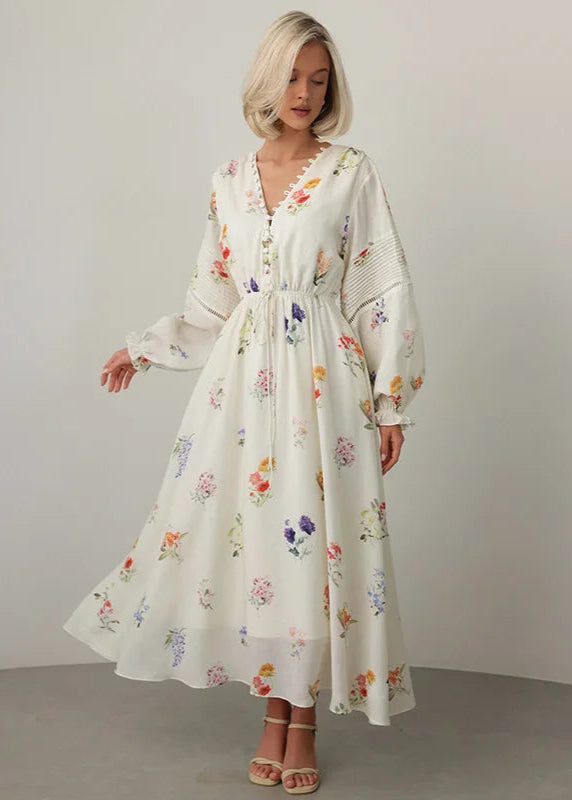 Elegant Long Sleeve Chiffon Dress