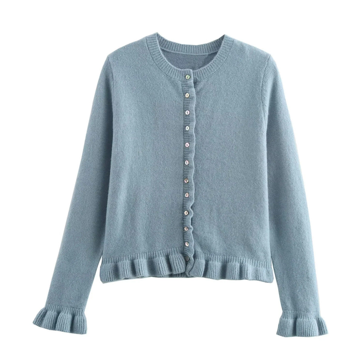Ruffle Trim Button-Up Women's Cardigan Chic Layering Top