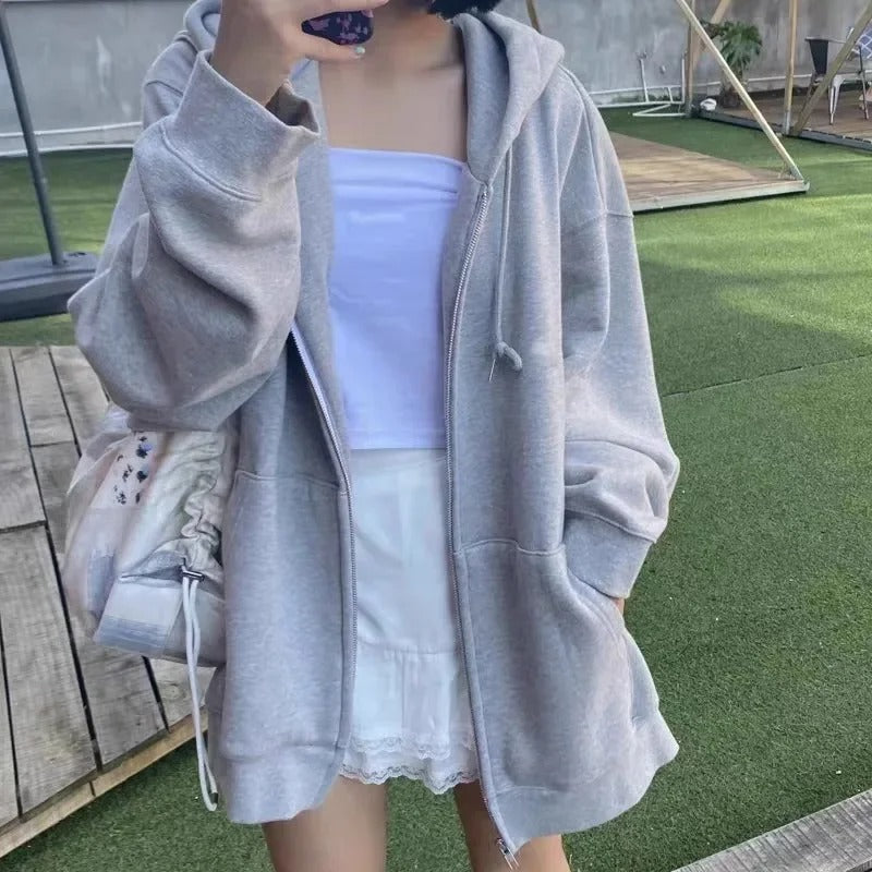 Oversized Korean Style Solid Color Hoodie