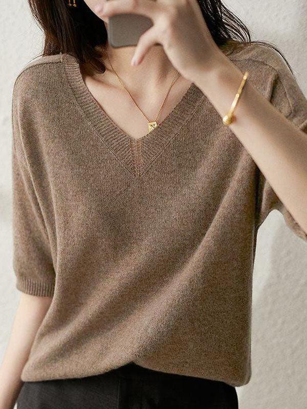 Luxury Soft Cashmere V-Neck Sweater for Women