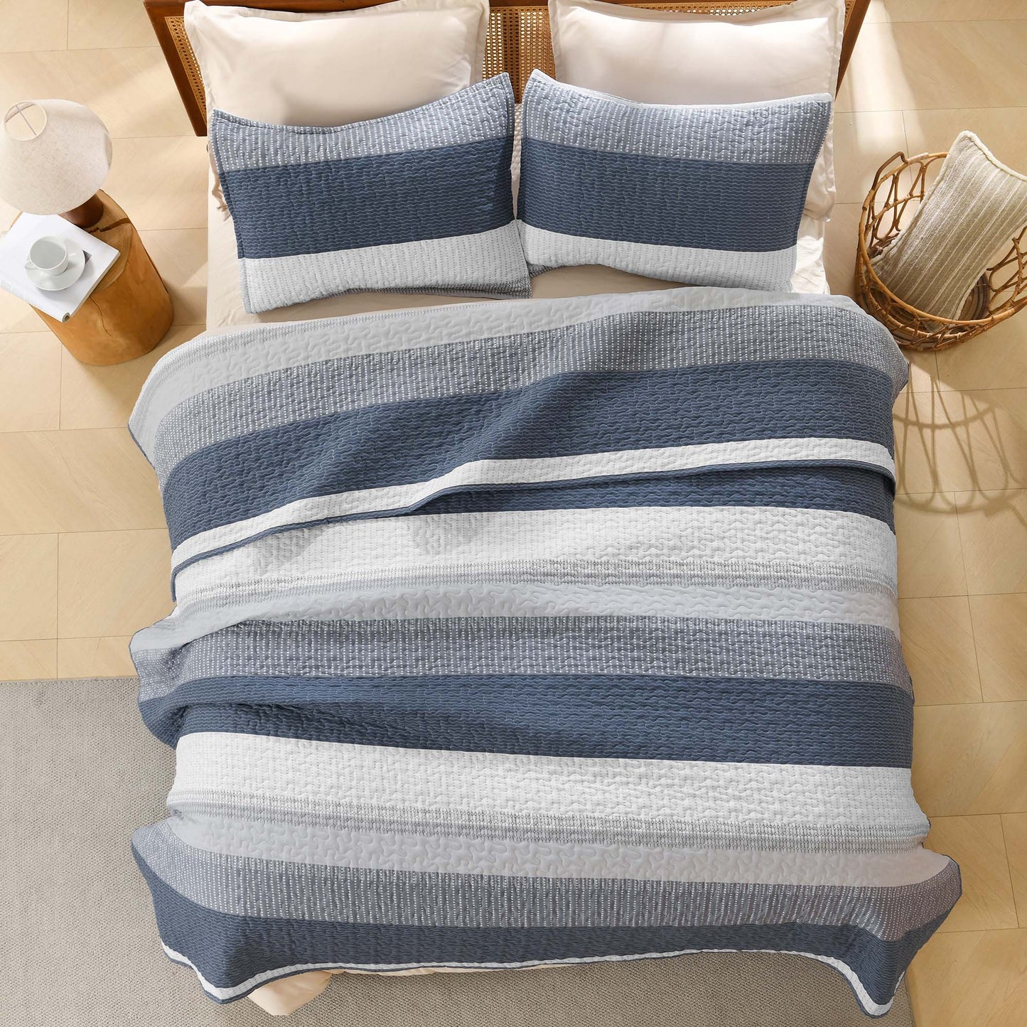 Striped Quilt Set with Cozy Cloudlike Comfort