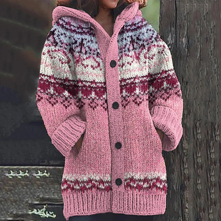 Warm Knit Printed Cardigan