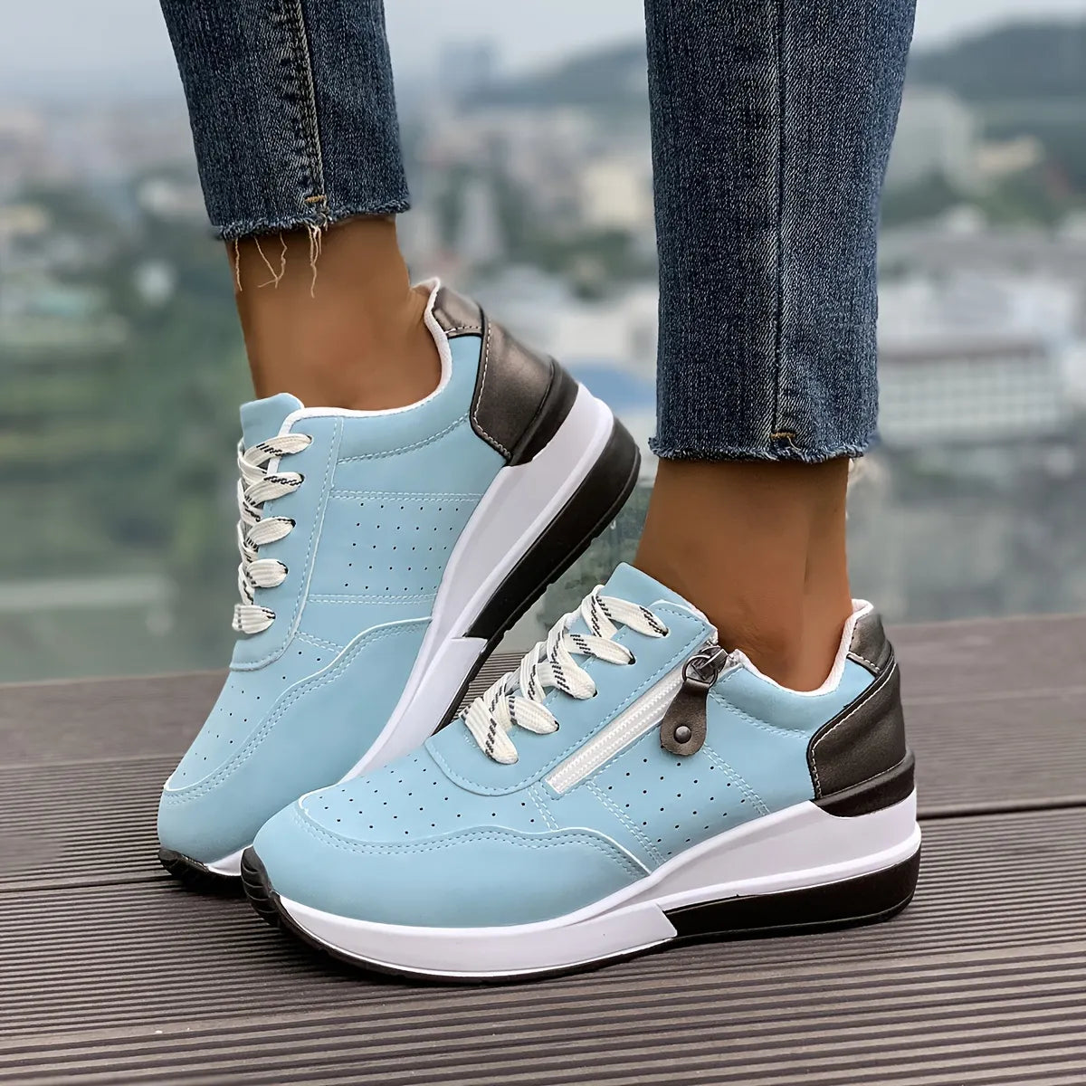Comfortable Side-Zip Orthopaedic Trainers with Thick Sole