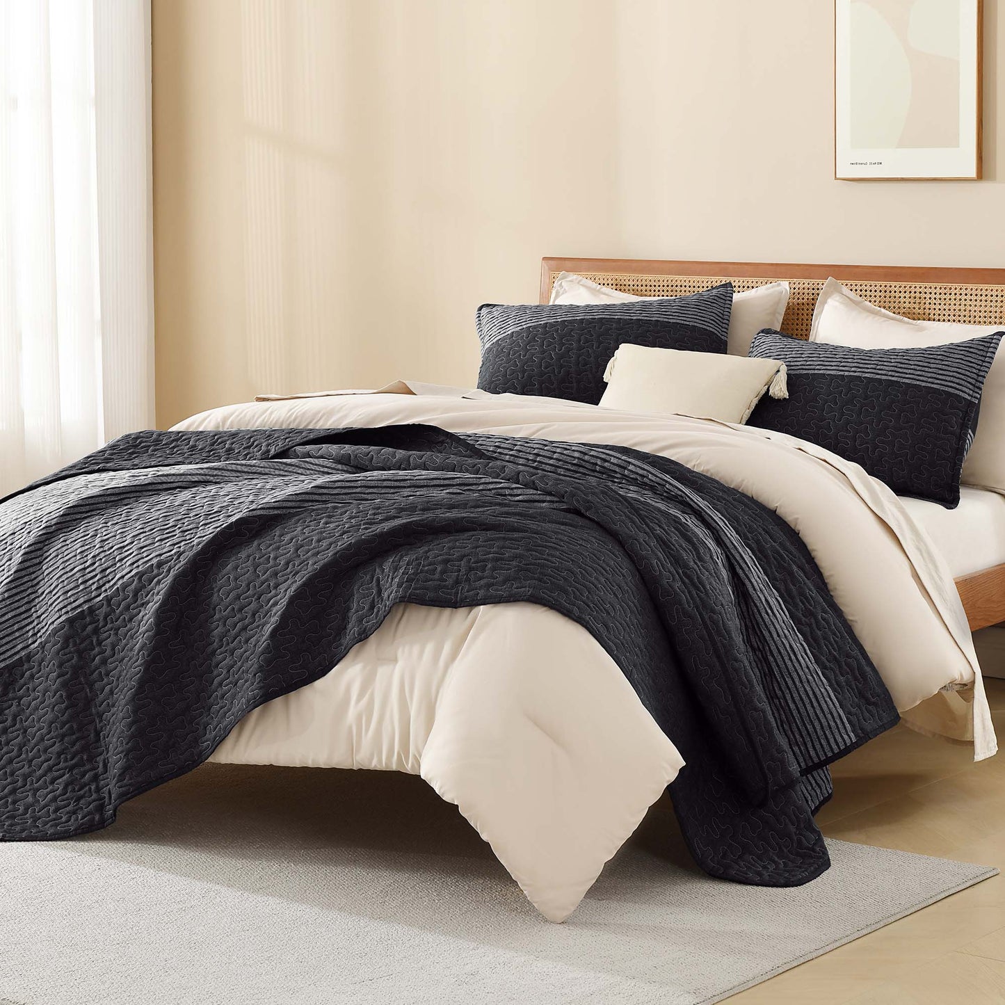 Striped Quilt Set with Cozy Cloudlike Comfort