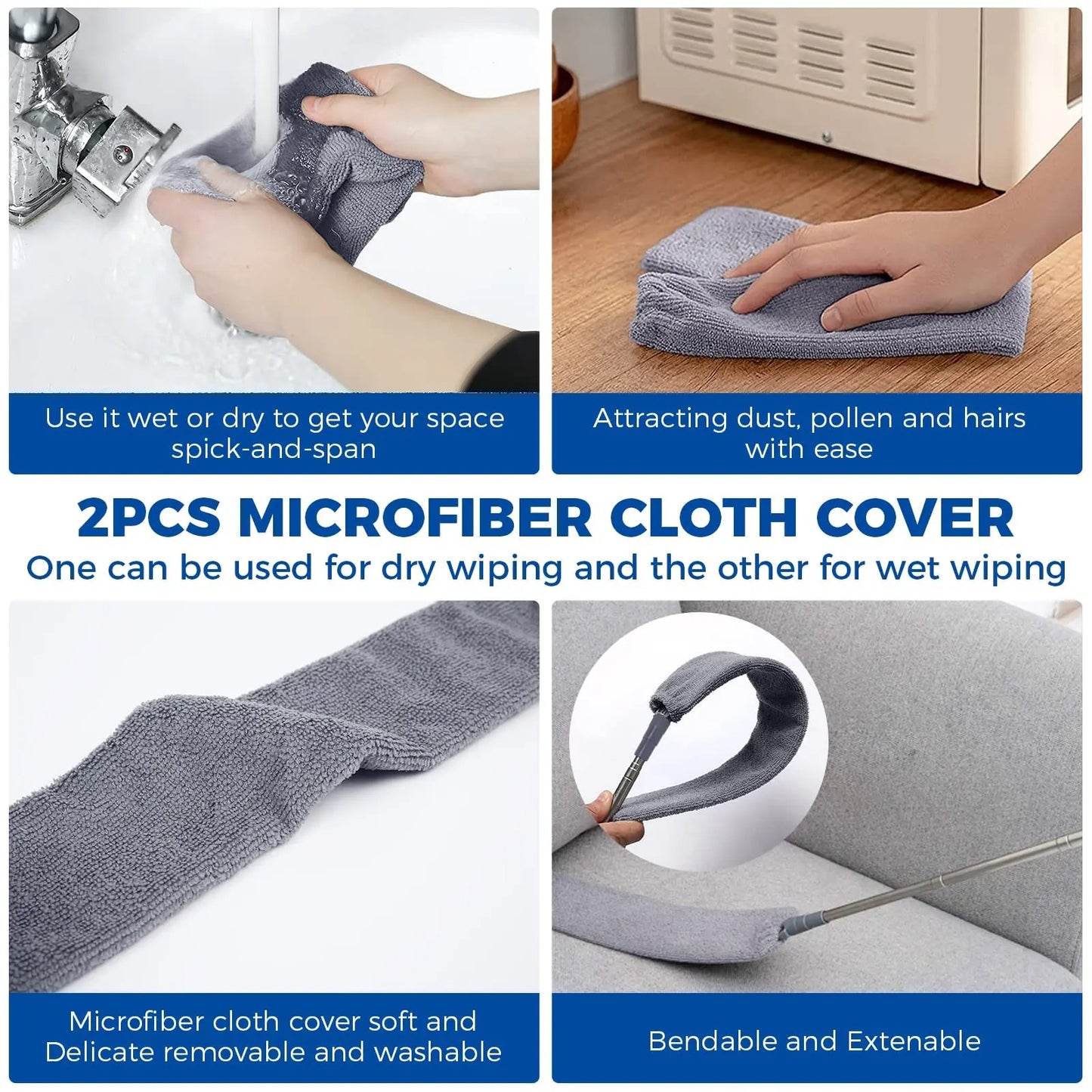 CleanEase™ - Retractable Microfiber Duster for Hard-to-Reach Spaces