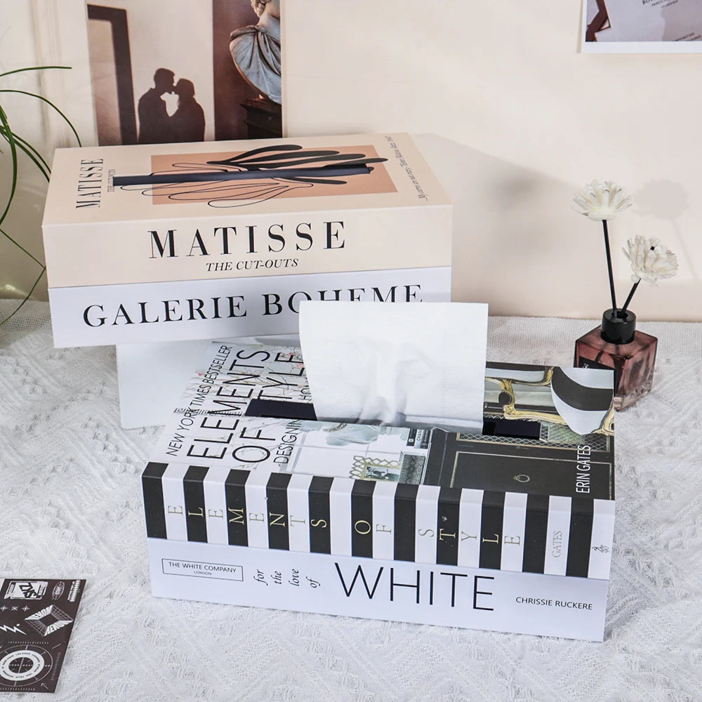 Decorative Book-Style Tissue Box Holder for Stylish Storage