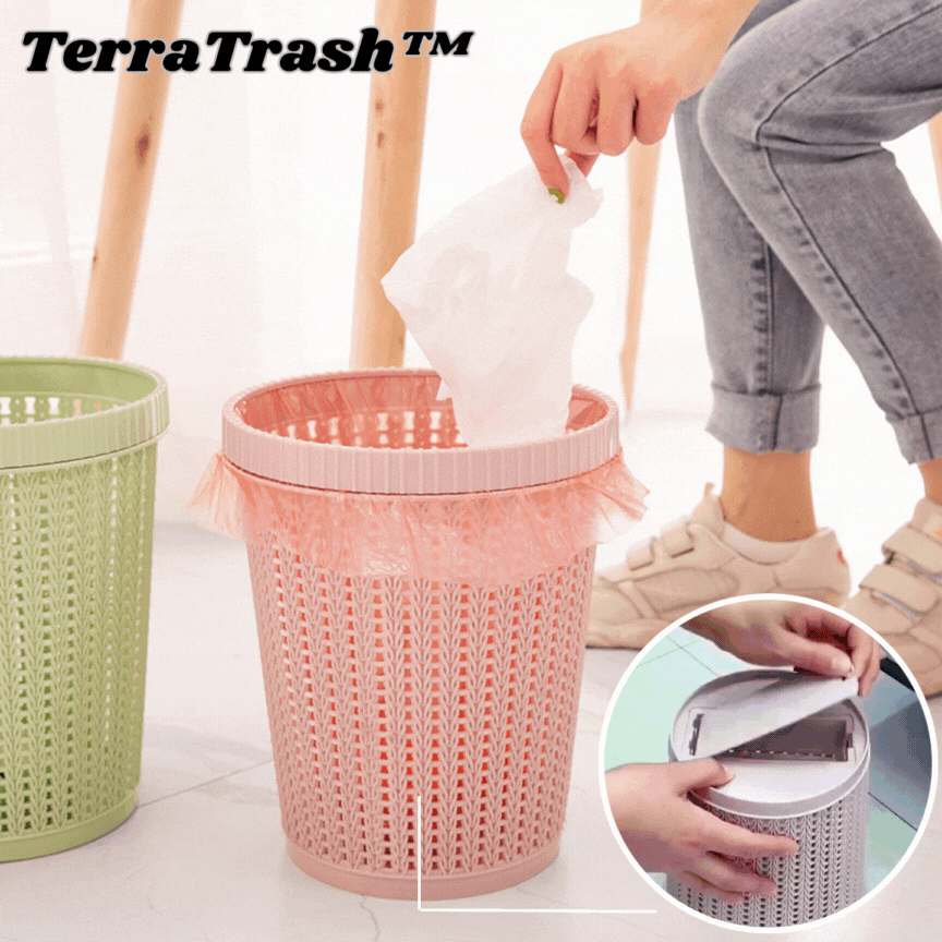 TerraTrash™ - Eco-Friendly Trash Can with Built-In Bag Holder