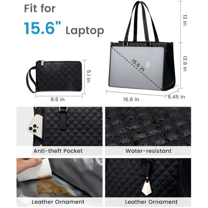 Insulated Laptop Bag with Multiple Compartments for Work and Travel