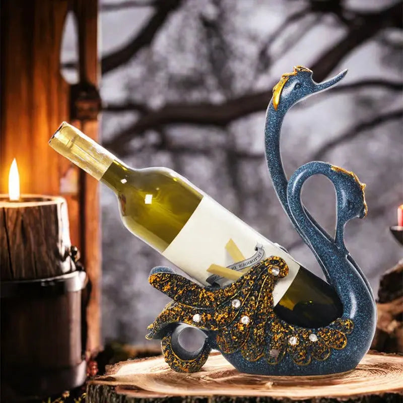 Elegant Swan Wine Bottle Holder Decorative Accent