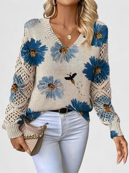 Elegant Floral Print Sweater