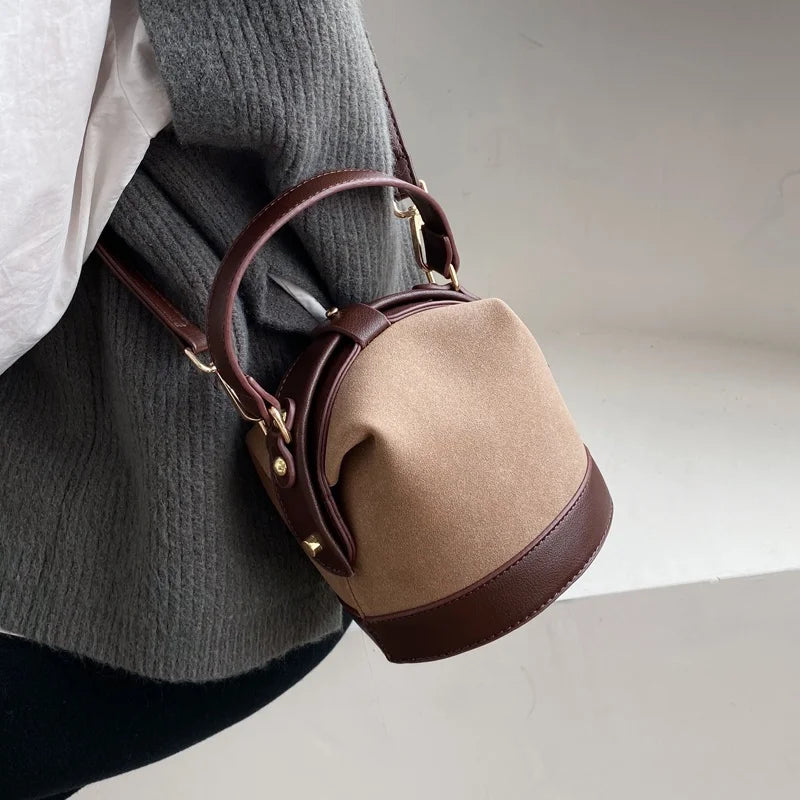 Retro Chic Bucket Shoulder Handbag
