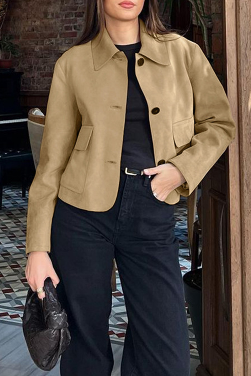 Casual Button-Up Turndown Collar Jacket