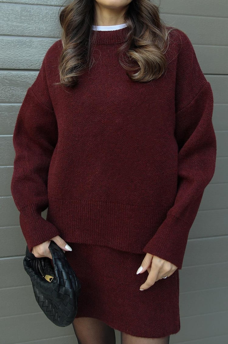 Chic Knit Sweater & Mini Skirt Set for Cozy Fall Style
