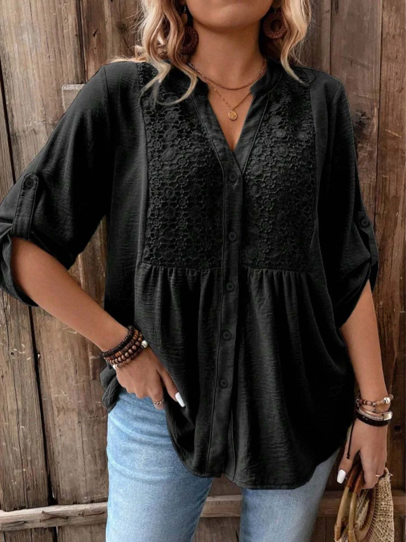 Adara™ - Elegant V-Neck Blouse