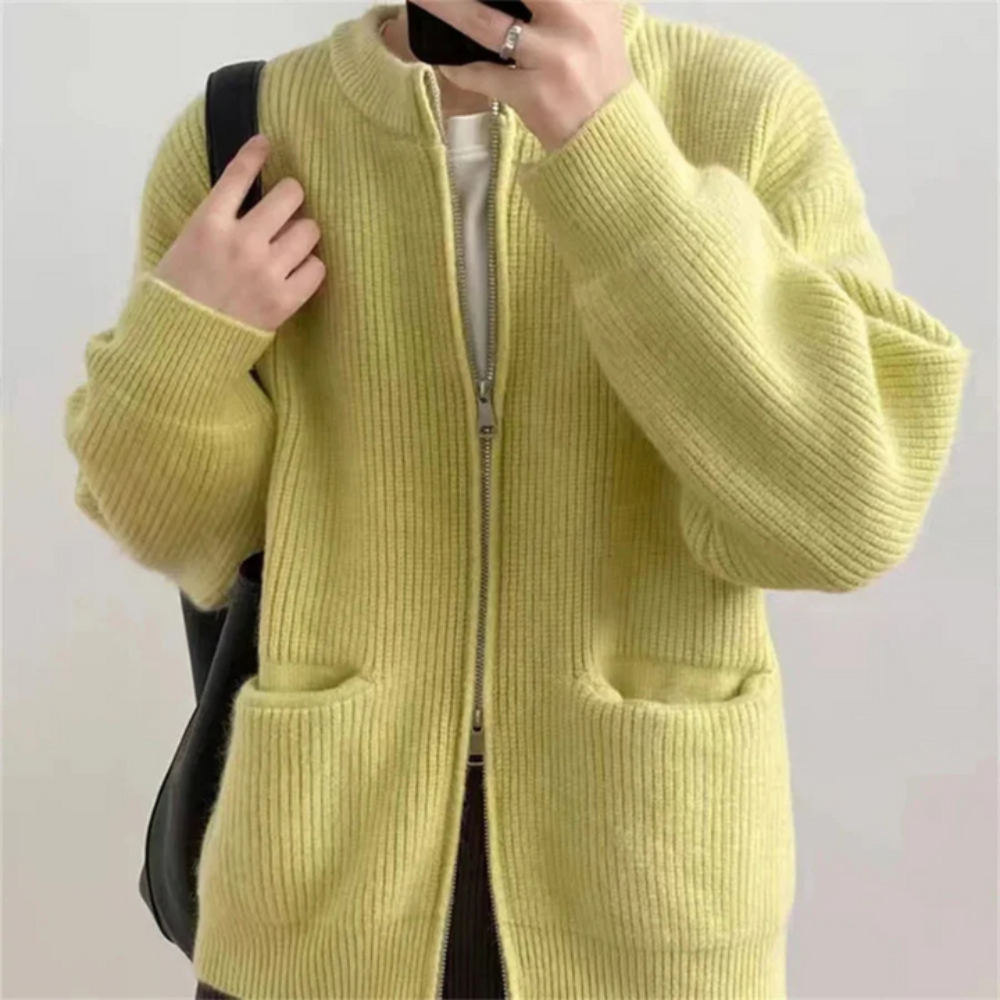 Elegant Zippered Cardigan for Women Plus Size Comfort