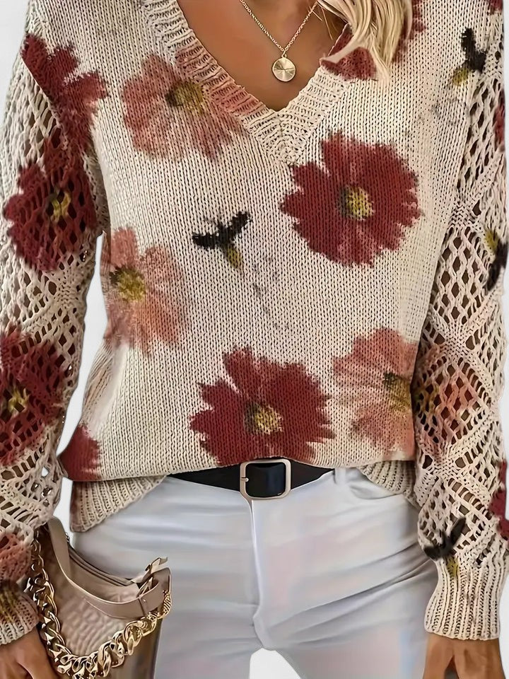 Elegant Floral Print Sweater