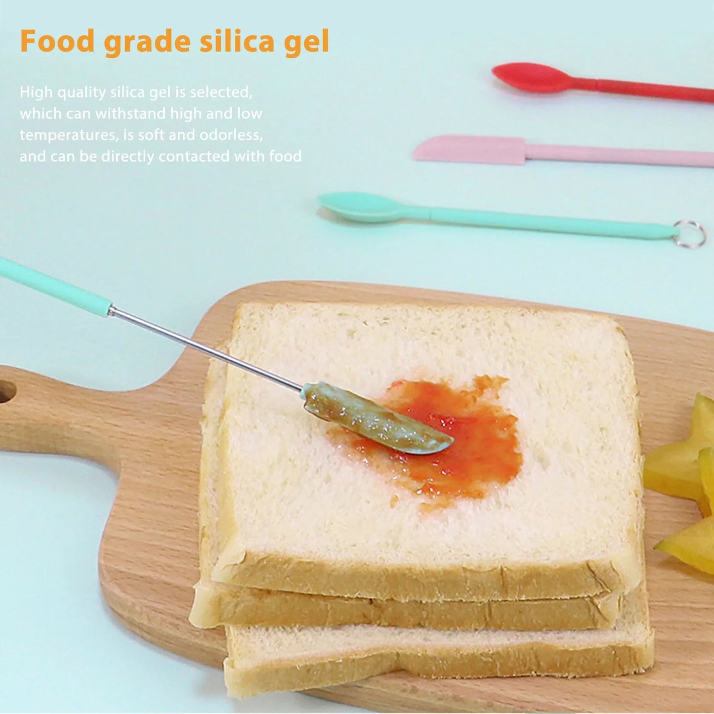 Set of Mini Silicone Jar Spatulas for Baking and Cooking