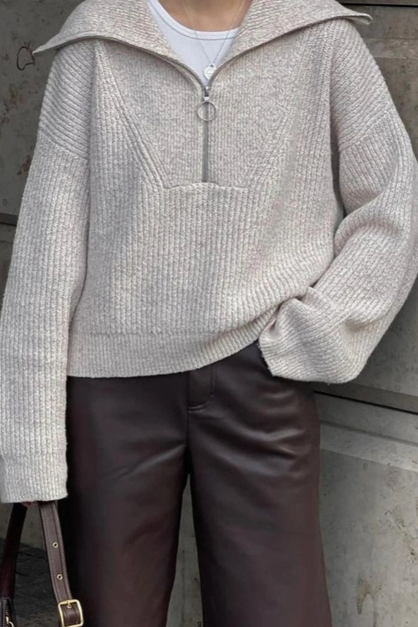 Relaxed V-Neck Knit Sweater