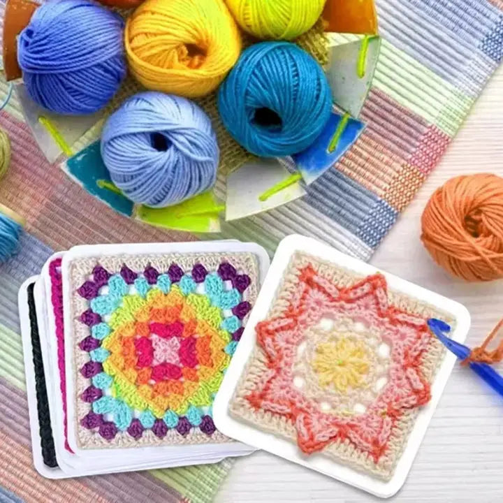 CozyNest™ - Colorful Granny Square Crochet Pattern Cards