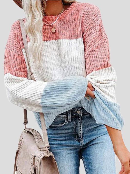 Cozy Colorblock Knit Sweater for Women