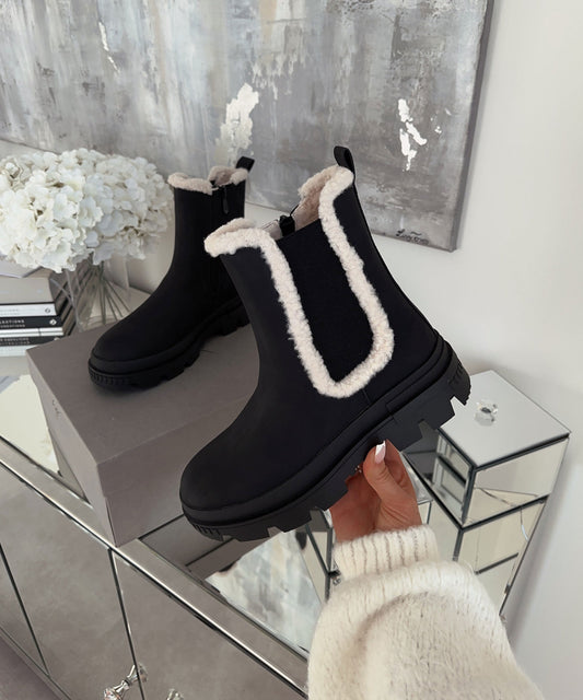 Chic Black Leather Ankle Boots