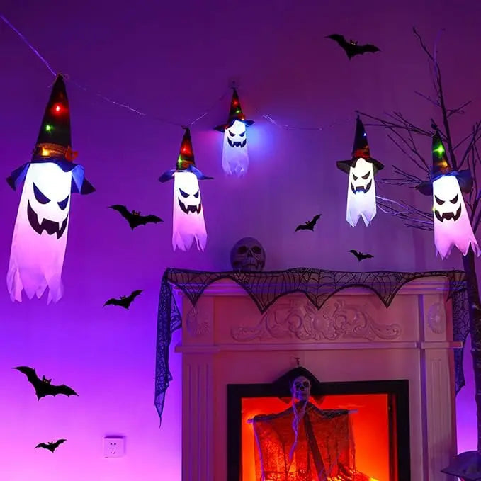 Spooky Ghost Hat LED Lantern String Lights Set