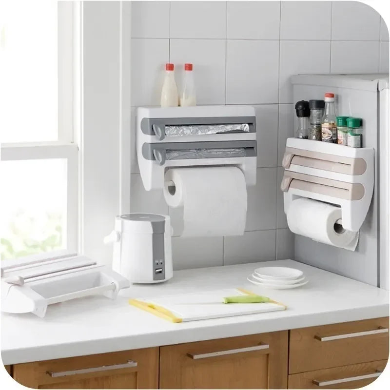 VelaWrap™ - Wall-Mounted Kitchen Wrap Dispenser & Spice Rack
