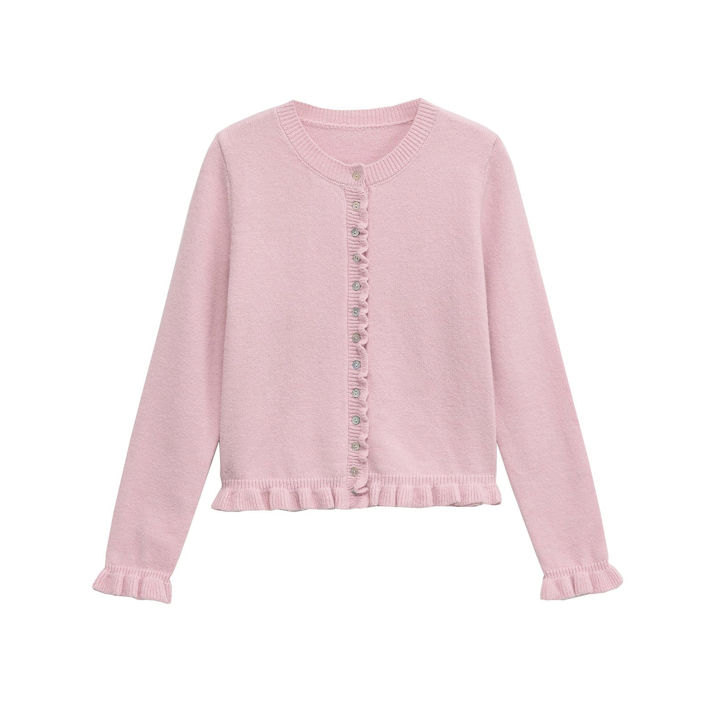 Ruffle Trim Button-Up Women's Cardigan Chic Layering Top