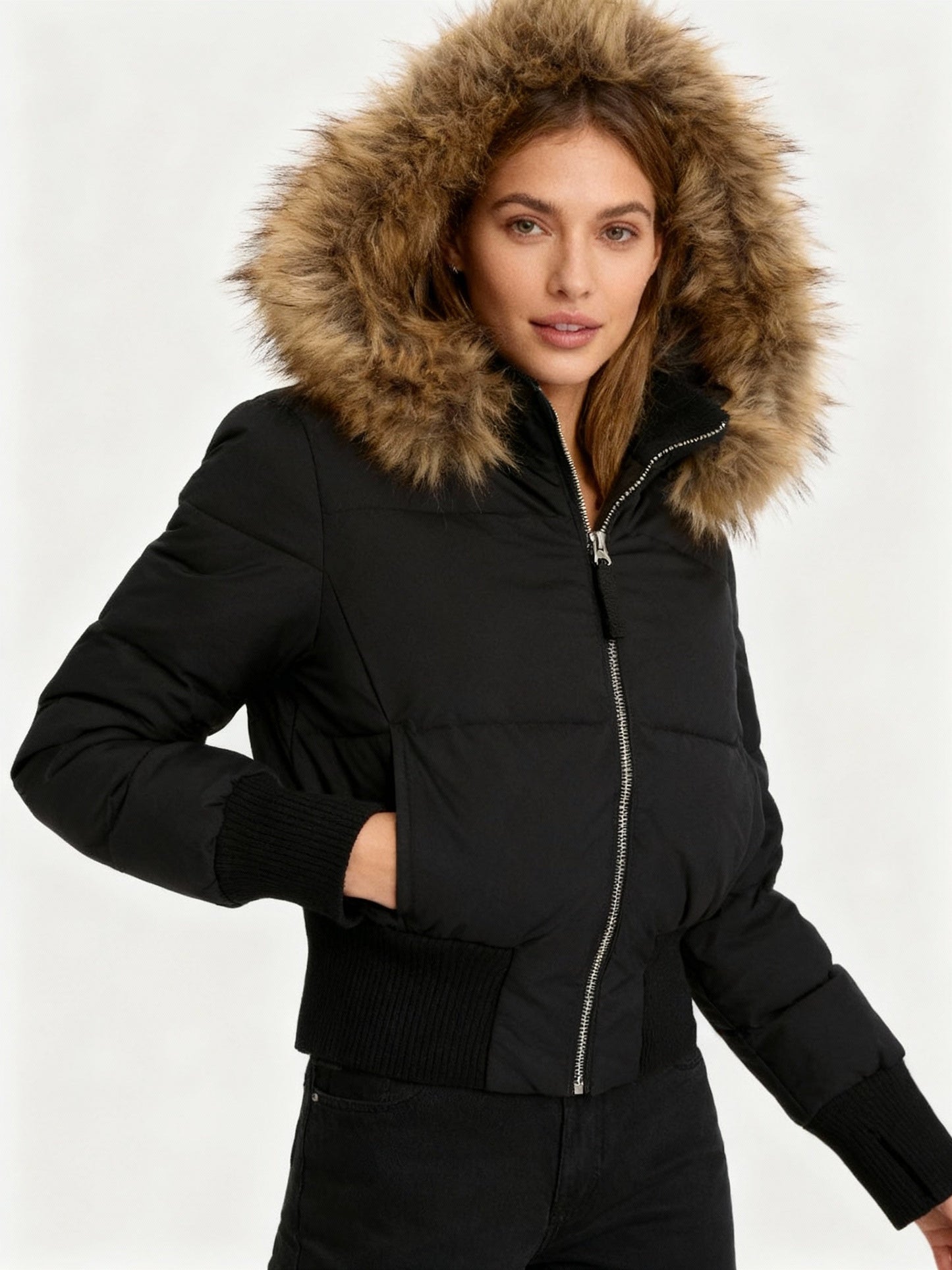 Lightweight Quilted Winter Jacket with Removable Hood