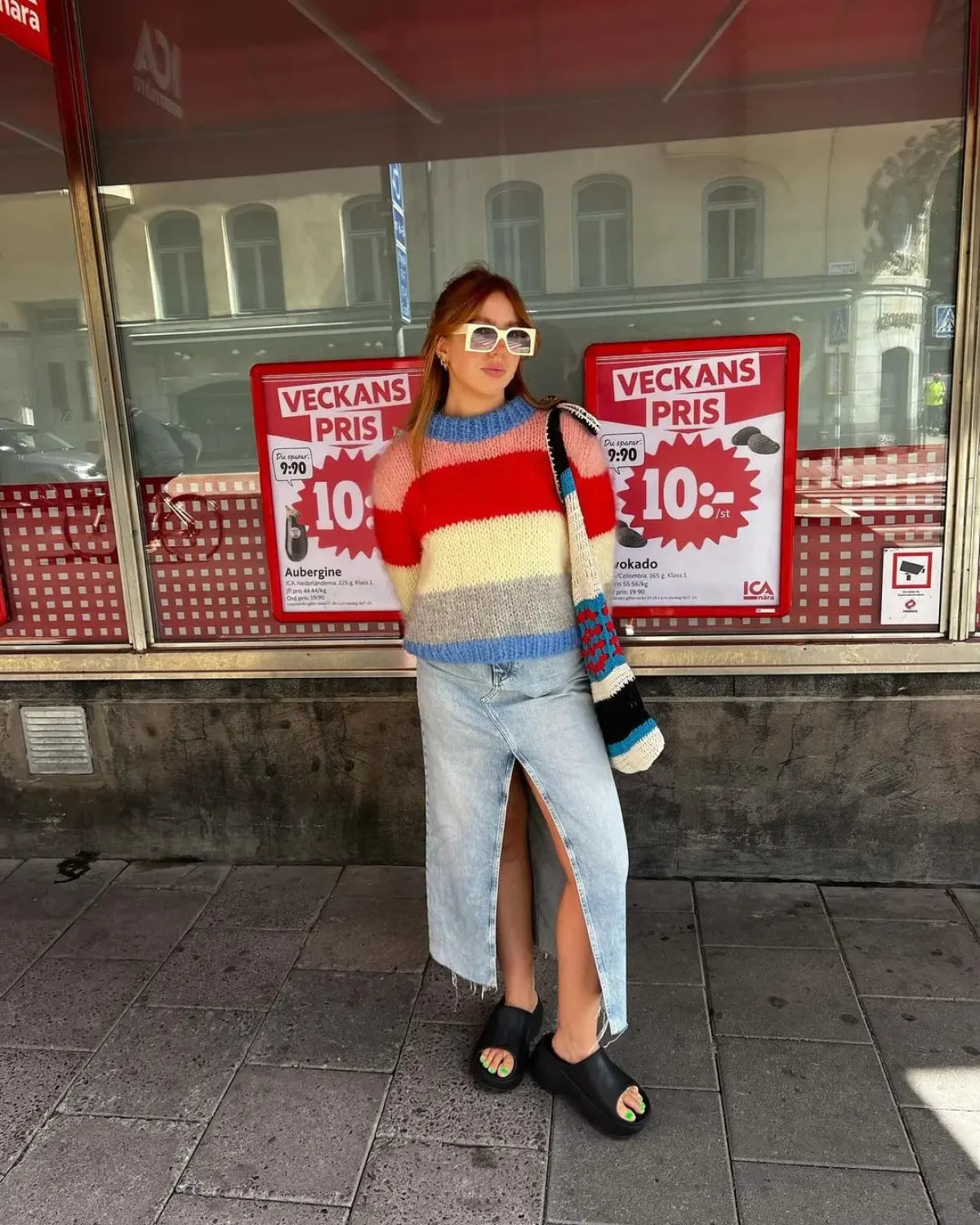 Colorful Striped Knit Pullover Sweater for Casual Chic Looks