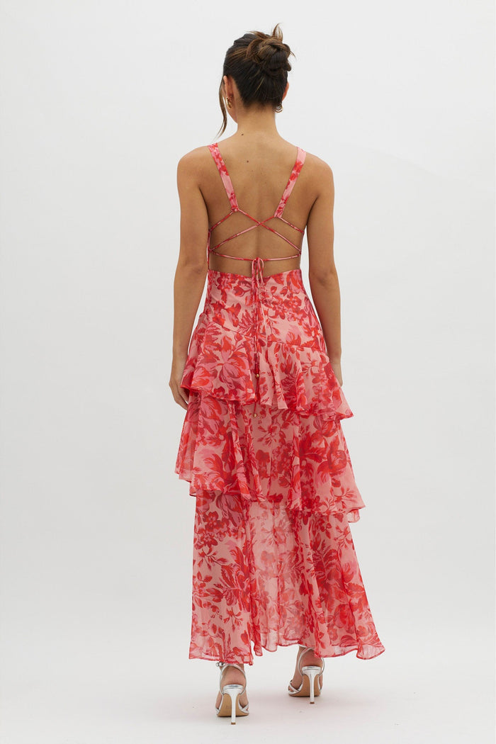 Strappy Floral Ruffle Maxi Dress for Effortless Summer Style