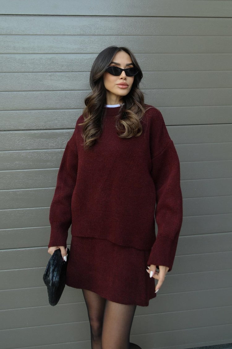 Chic Knit Sweater & Mini Skirt Set for Cozy Fall Style