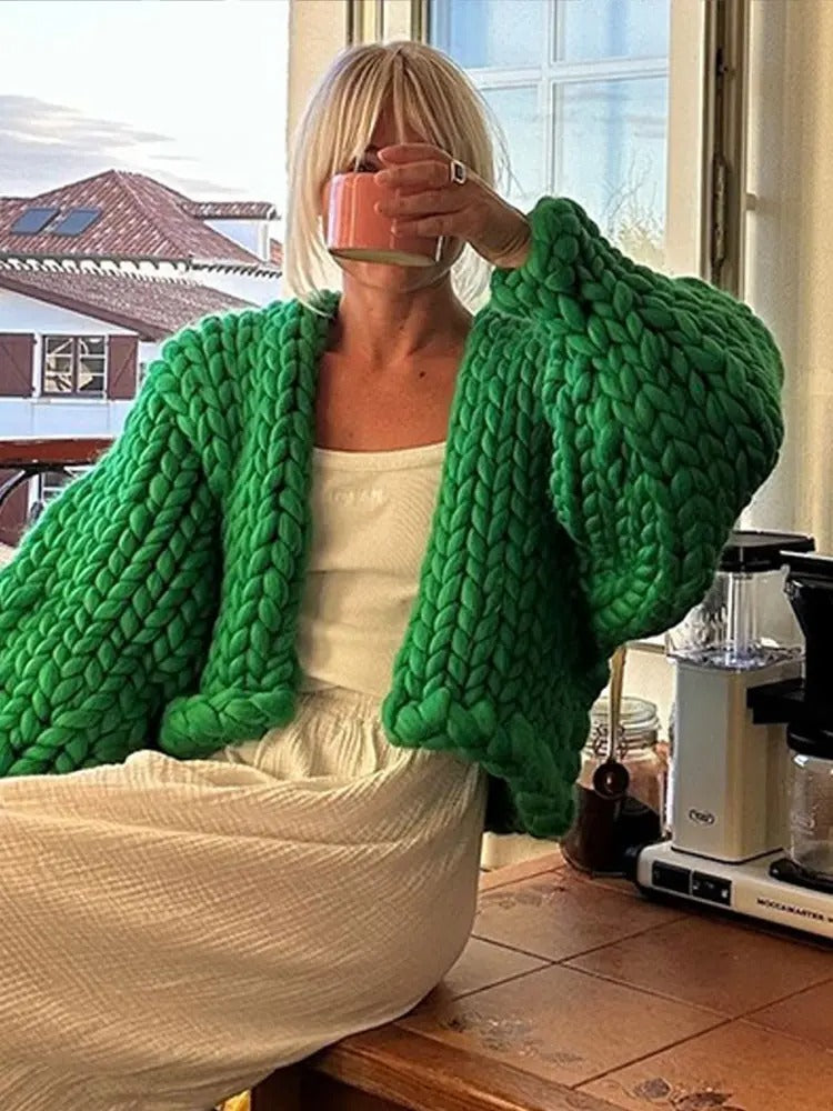 Cozy Twist Knit Solid Casual Cardigan Sweater