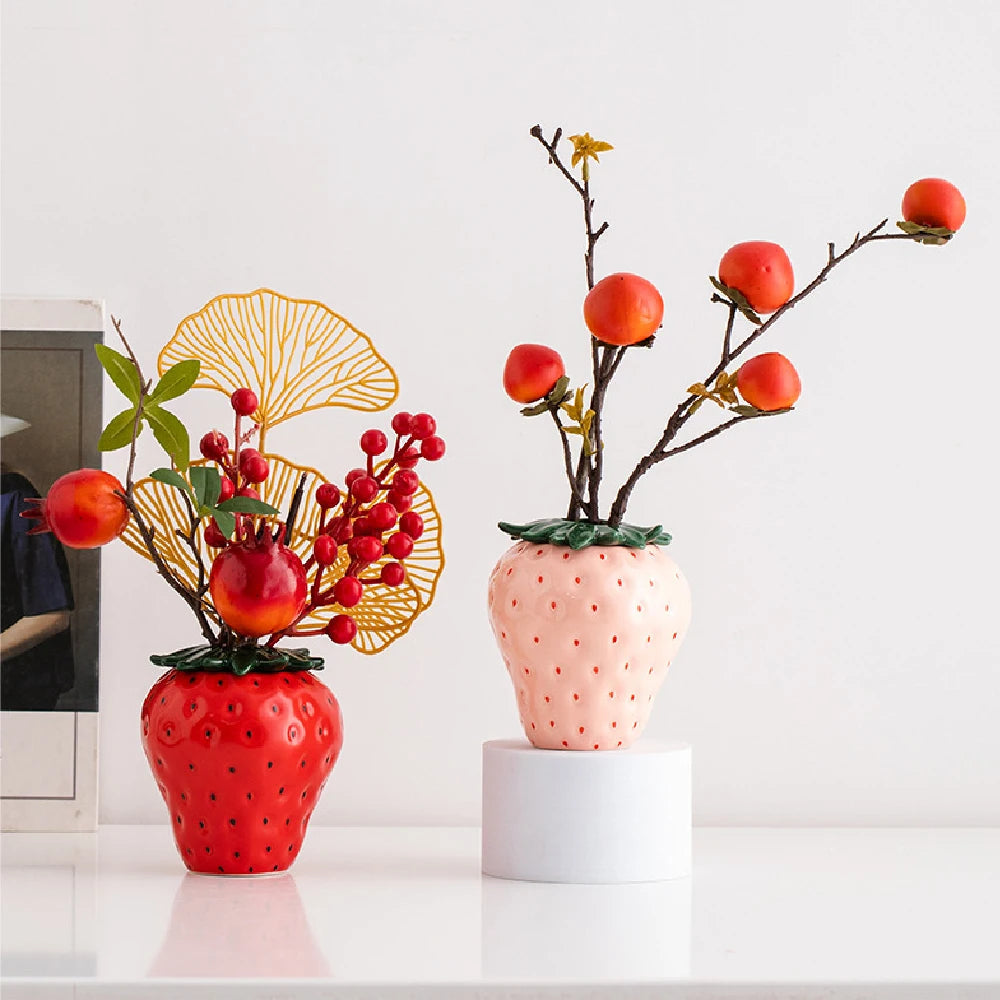 Handcrafted Ceramic Strawberry Vase