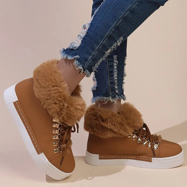Cozy Wool Lace-Up Winter Boots for Women