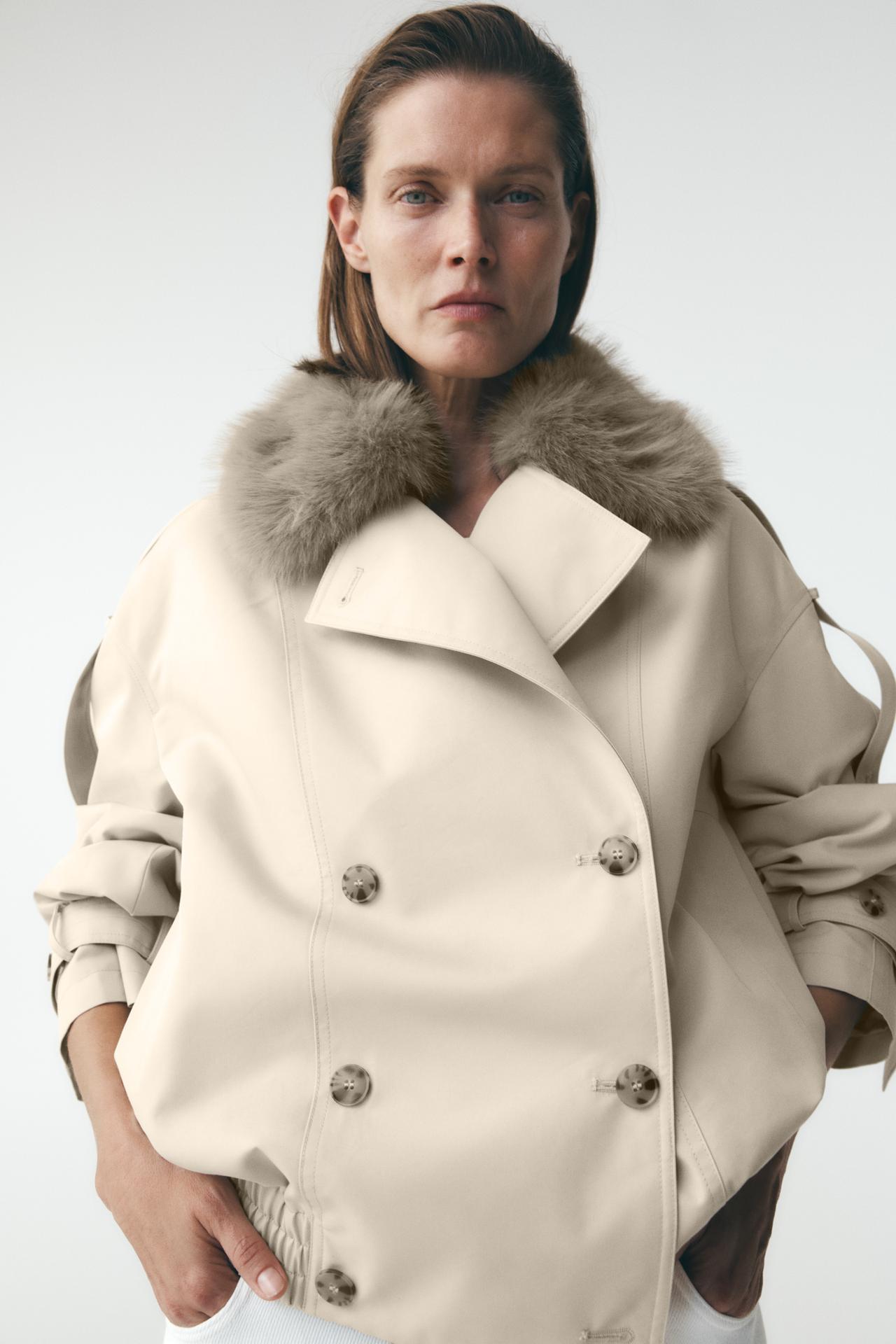 Chic Faux Fur Trench Coat