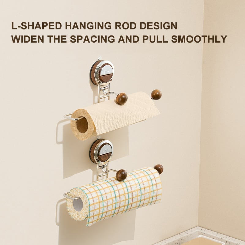 Sleek Drill-Free Paper Towel Holder with Suction Cup Organizer