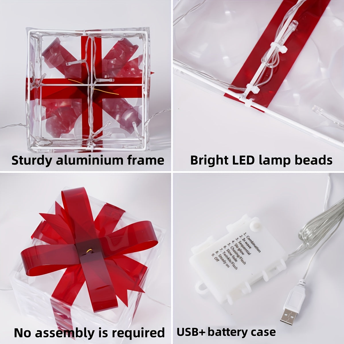 Festive LED Light Gift Boxes Set for Holiday Decor