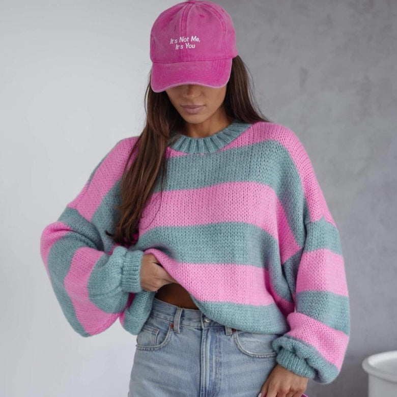 Lightweight Airy Knit Sweater with Relaxed Fit Sleeves